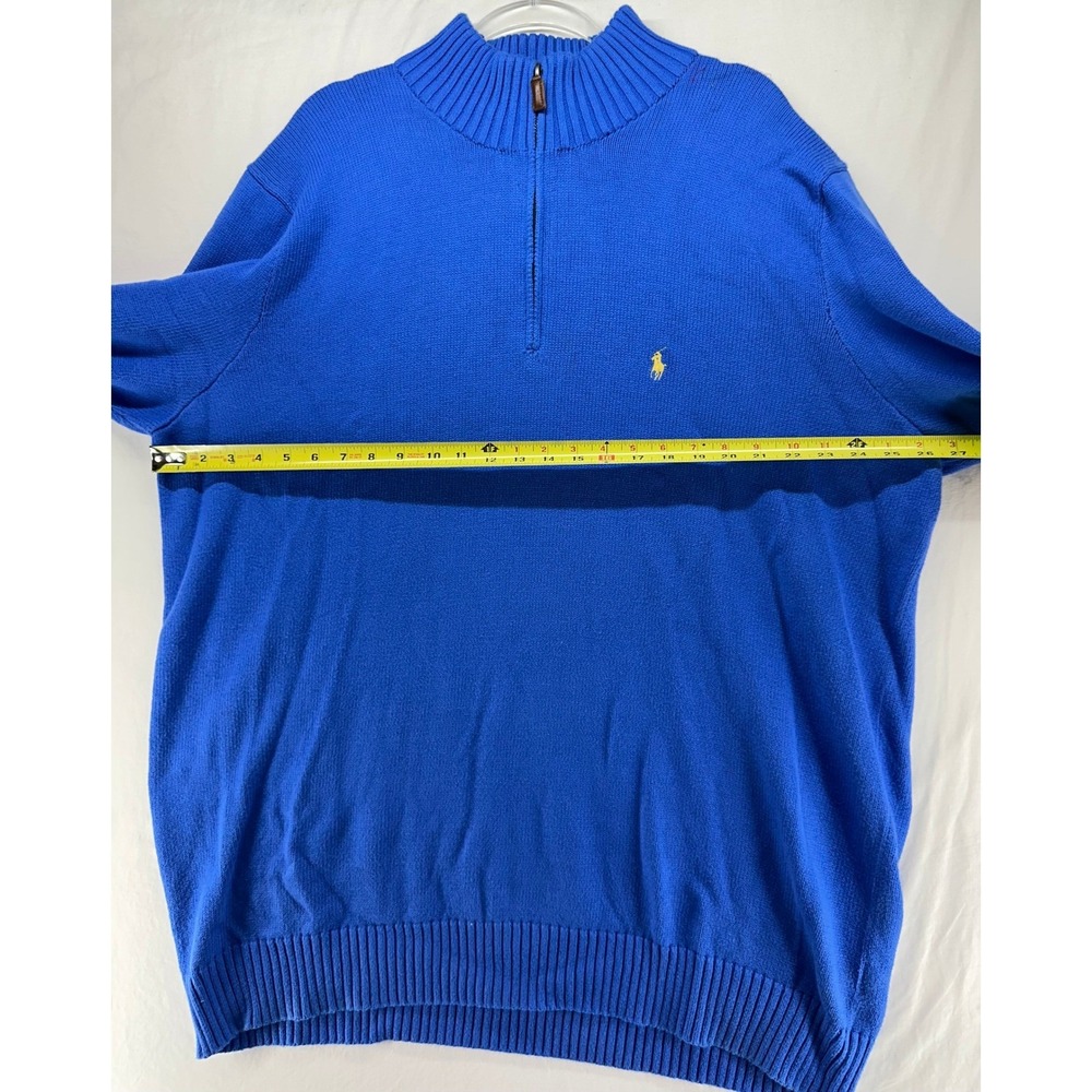 Polo Ralph Lauren Mens 2XLT Tall Royal Blue Cotton Quarter Zip Pullover Sweater - Picture 5 of 9